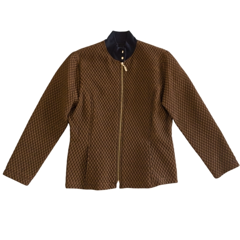 Sent John Patchwork Full-Zipper Mandarin Collar Q… - image 1